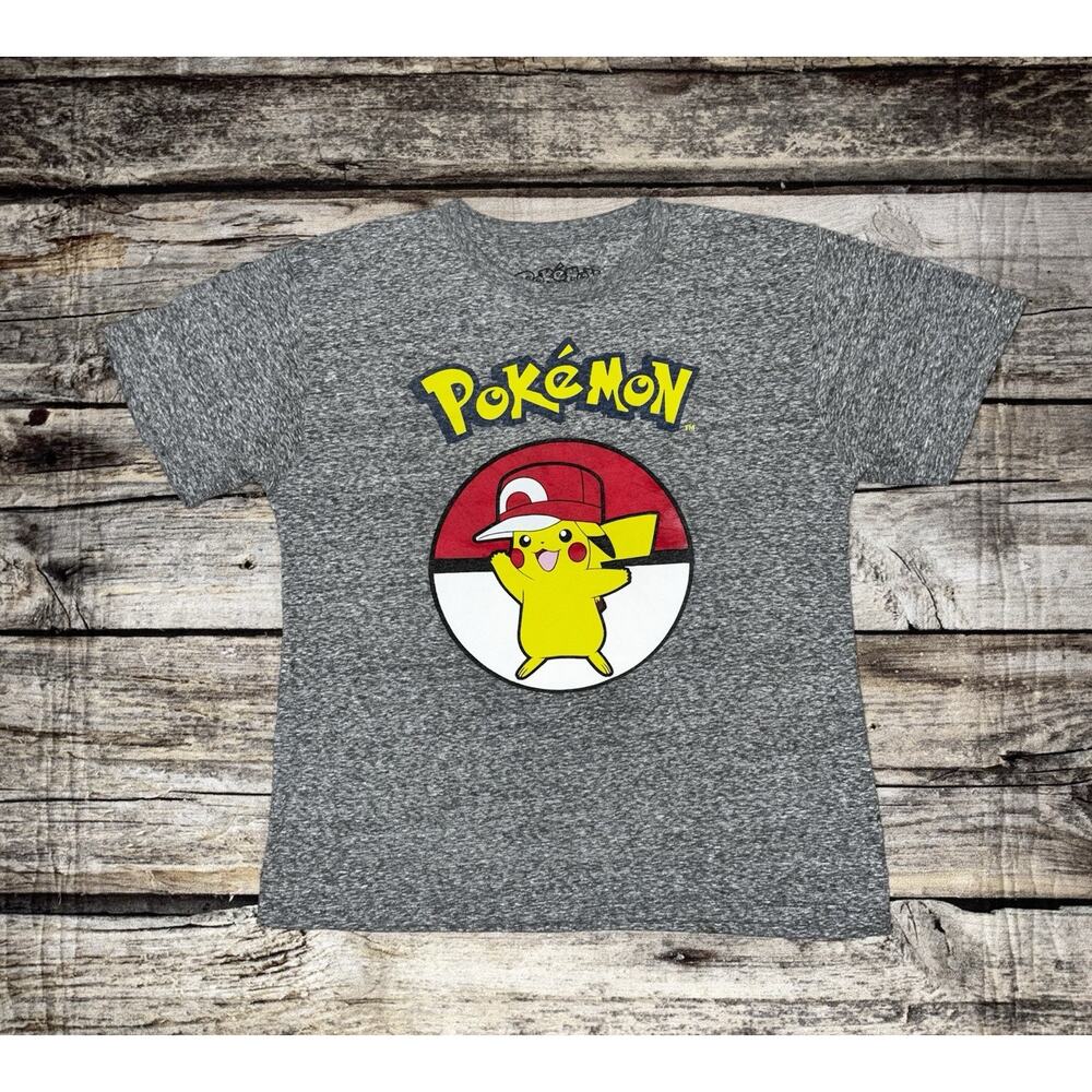 Pokemon Pikachu T Shirt Youth Size Large Gray